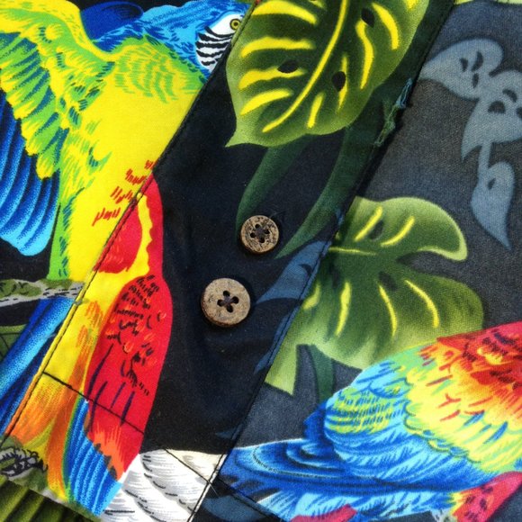 Mens Hawaiian Shirt Bill Blass Tropical Birds Colorful red green yellow- XXL 2XL - Picture 4 of 8